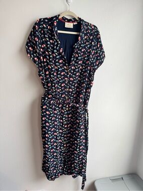 Maeve by Anthropologie- Navy Umbrella Print Shirt-dress with Tie Belt (22W)